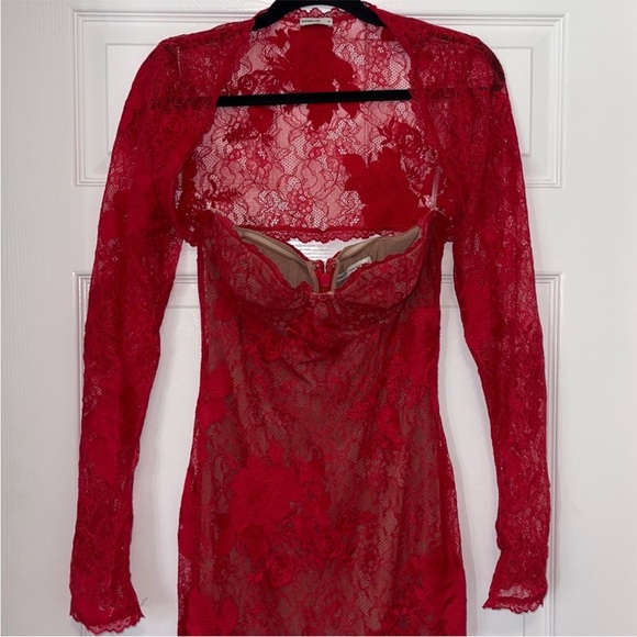 House of CB Lucienne Lace Maxi Dress in Red - Picture 4 of 7